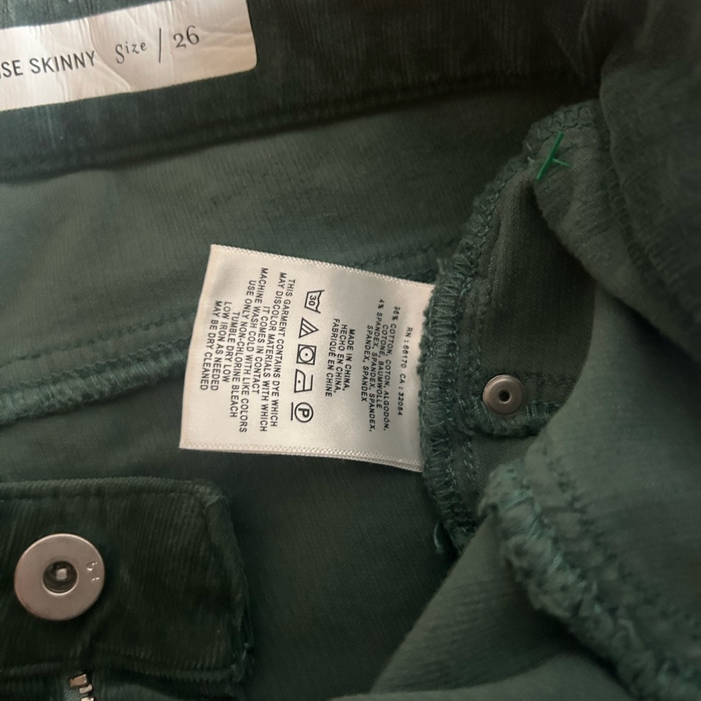 Pilcro Size 26 Corduroy High Rise Skinny Jeans Forest Green by Anthropology - Picture 8 of 14